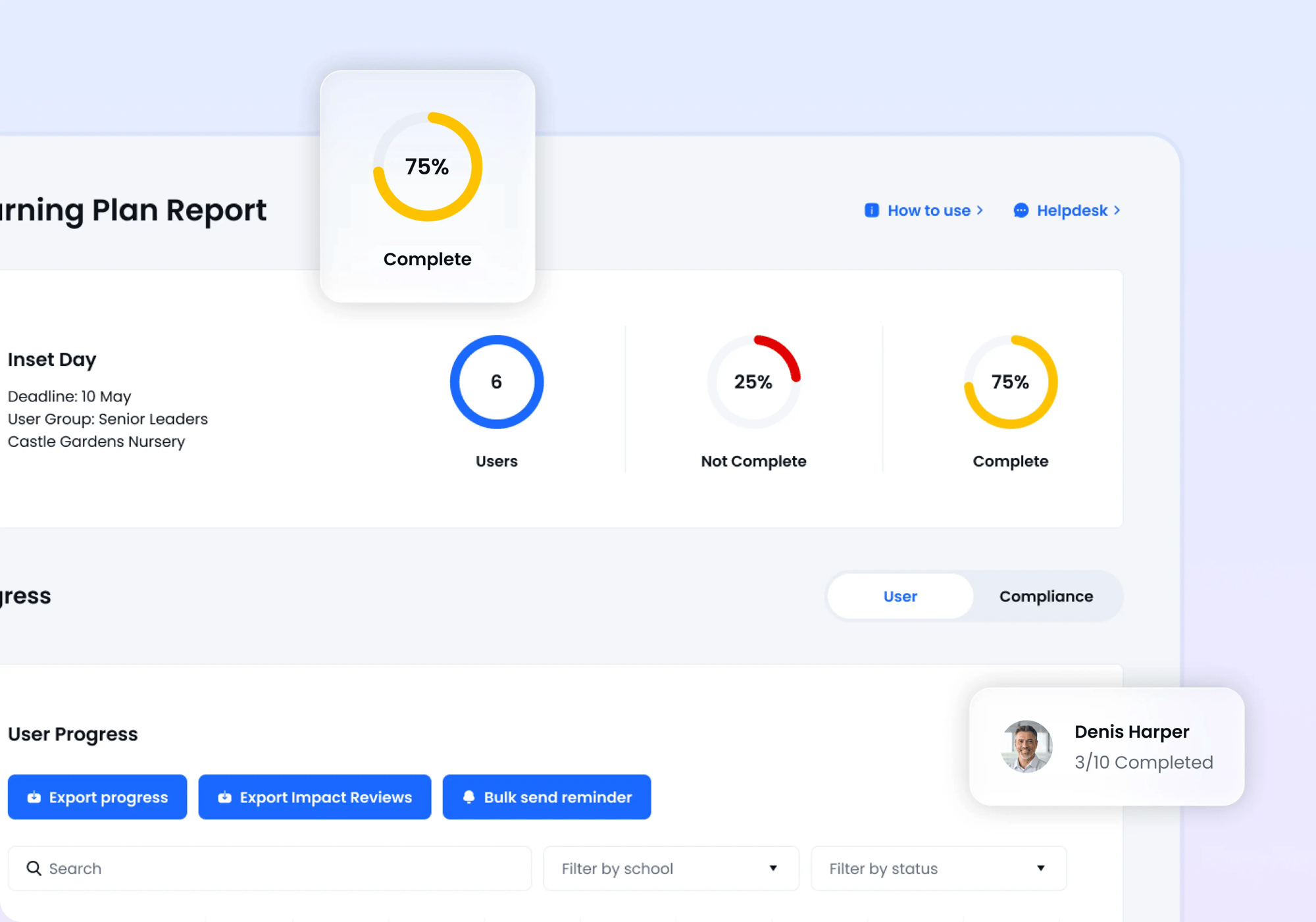 Learning Plan Dashboard - Nursery